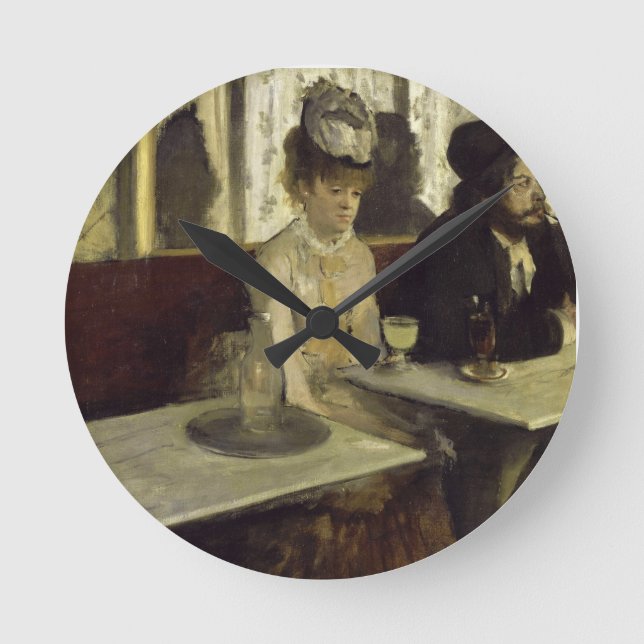 The Absinthe Drinker or L’Absinthe by Edgar Degas Round Clock (Front)