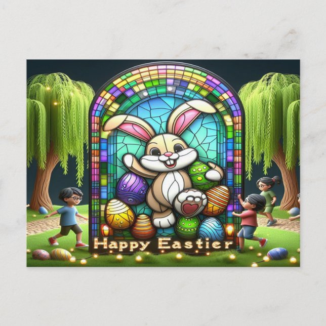 The Abstract Easter Bunny Ideational Holiday Postcard (Front)