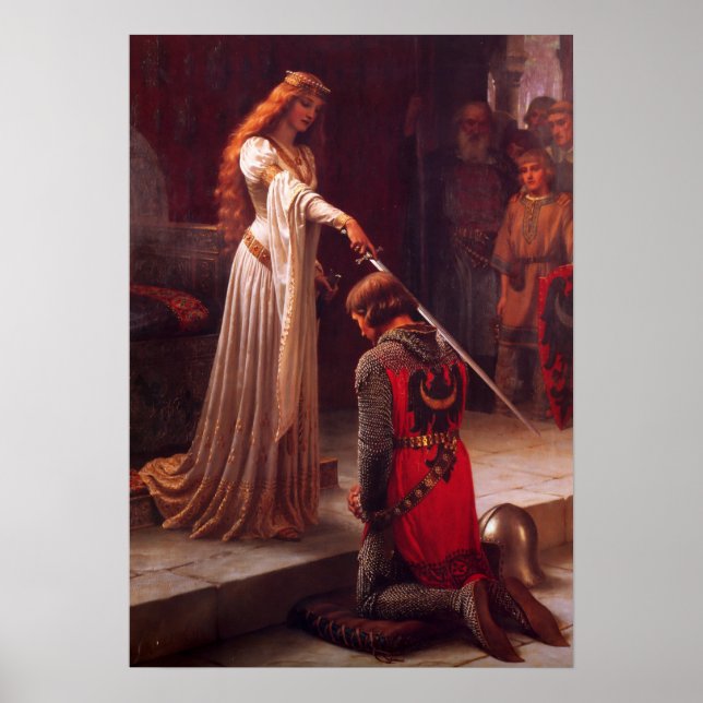 The Accolade – Medieval Knight and Lady Art Print  (Front)