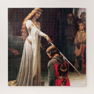 “The Accolade” Medieval Painting by Edmund Blair L Jigsaw Puzzle