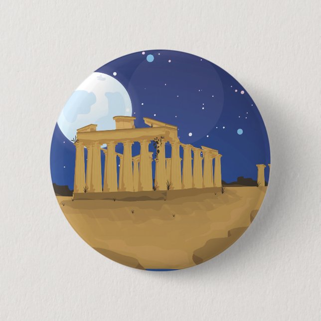 The Acropolis of Athens cartoon 2 Inch Round Button (Front)