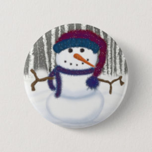 The Adorable Puffy The Snowman 2 Inch Round Button