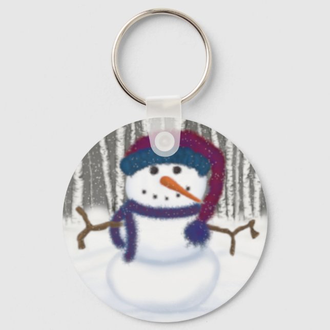 The Adorable Puffy The Snowman Keychain (Front)
