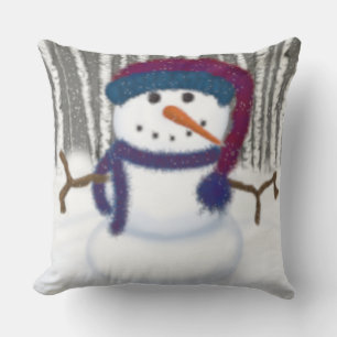 The Adorable Puffy The Snowman Throw Pillow