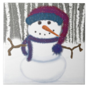 The Adorable Puffy The Snowman Tile