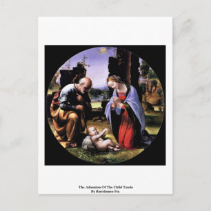 The Adoration Of The Child Tondo By Bartolomeo Fra Postcard