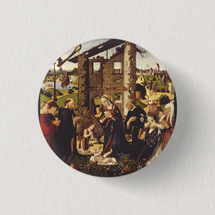 The Adoration of the Child with Saints and Donors 1 Inch Round Button