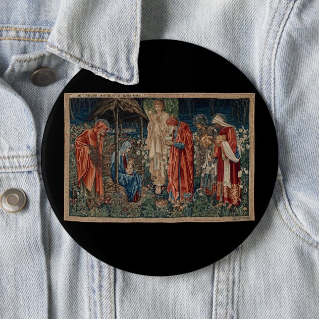 The Adoration of the Magi (by Edward Burne-Jones) 6 Inch Round Button (In Situ)
