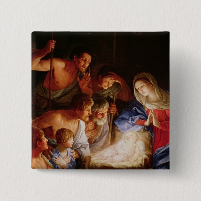 The Adoration of the Shepherds 2 Inch Square Button (Front)