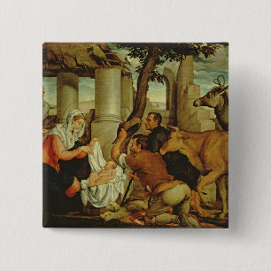 The Adoration of the Shepherds 2 Inch Square Button
