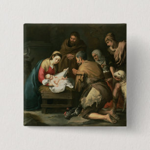 The Adoration of the Shepherds, c.1650 2 Inch Square Button
