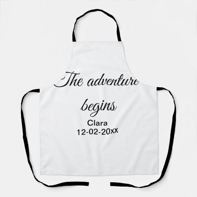 The adventure begins add name date year place apron (Front)