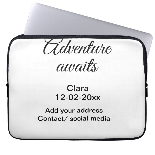 The adventure begins add name date year place laptop sleeve (Front)