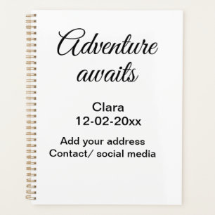 The adventure begins add name date year place planner