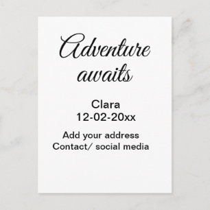 The adventure begins add name date year place postcard