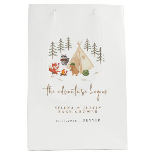 The Adventure Begins Animals Camping Baby Shower Medium Gift Bag