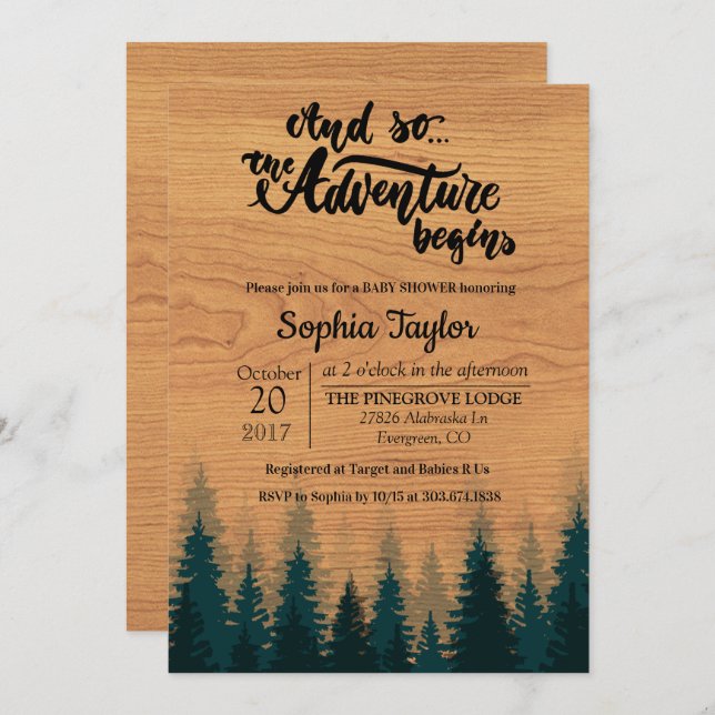The Adventure Begins Baby Shower Invitation (Front/Back)