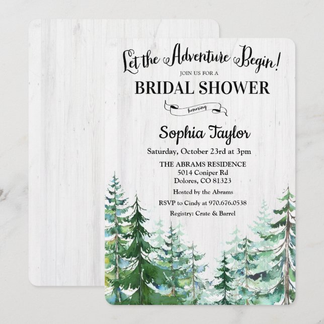 The Adventure Begins Bridal Shower Invitation (Front/Back)