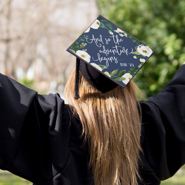 The Adventure Begins | Custom Class Year Graduation Cap Topper (Creator Uploaded)