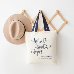 The Adventure Begins   Custom Wedding Welcome Tote Bag