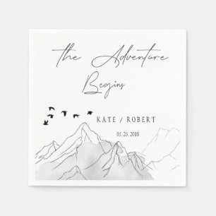 The Adventure Begins ⎥ Elegant Stencil Wedding Napkin