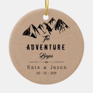 the adventure begins first Christmas photo Ceramic Ornament