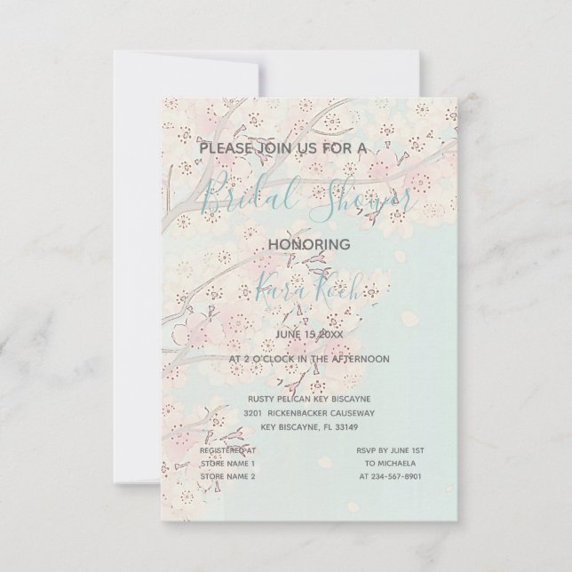 The Adventure Begins Flowering Tree Bridal Shower Invitation (Front)