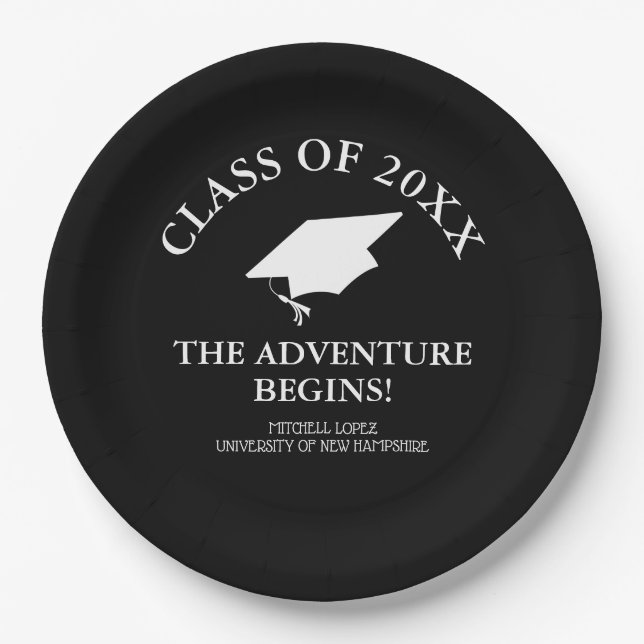 The Adventure Begins Graduation Paper Plate (Front)