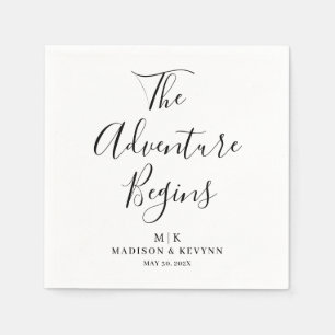 The Adventure Begins Minimal    Wedding Napkins
