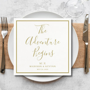 The Adventure Begins Minimal Wedding Napkins