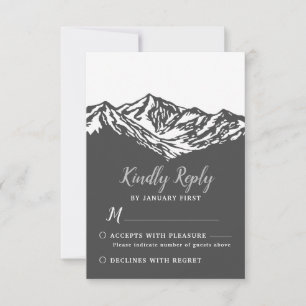 The Adventure Begins Mountain Wedding Grey RSVP