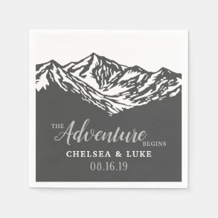 The Adventure Begins Mountain Wedding Napkin
