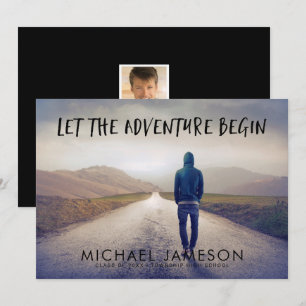 The Adventure Begins Photo Graduation Party Invitation