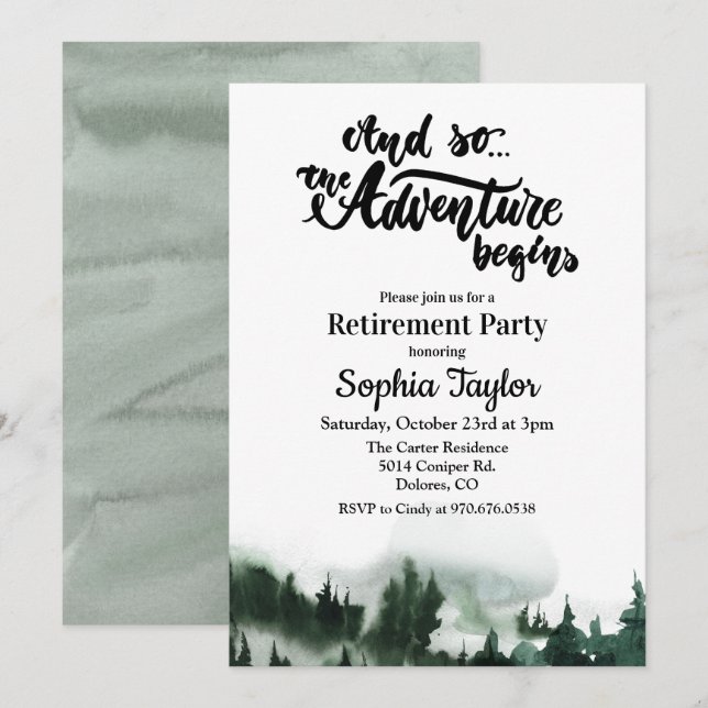 The Adventure Begins Retirement Invitation (Front/Back)
