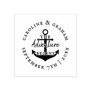 The Adventure Begins   Rustic Anchor Save The Date Rubber Stamp