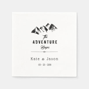 The Adventure Begins ⎥Rustic Wedding Napkin