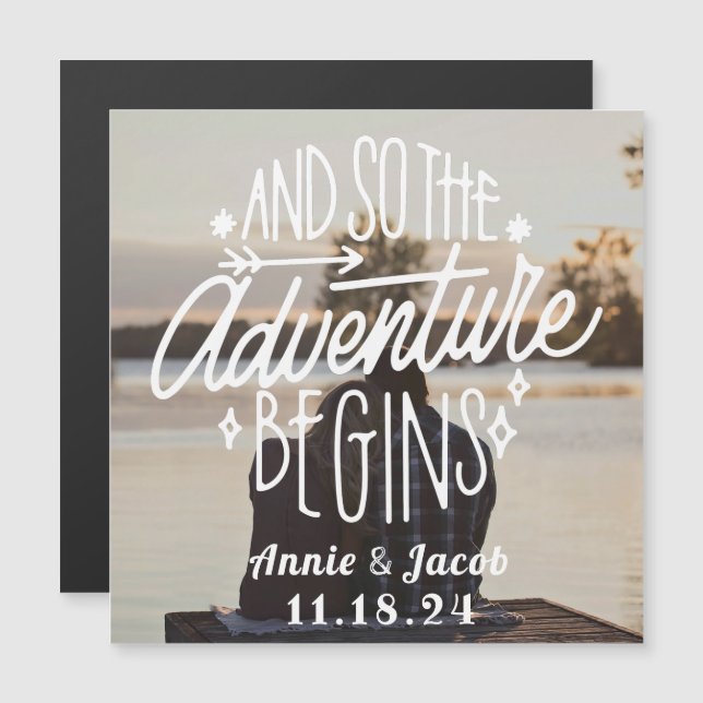 The Adventure Begins Save the Date Magnetic Invitation (Front/Back)