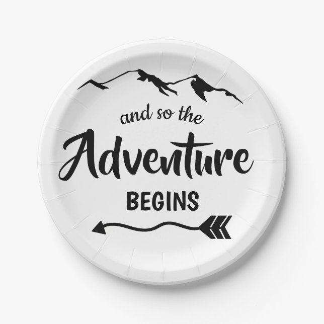 The Adventure Begins Trendy Paper Plate (Front)