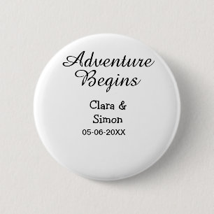 The adventure begins wedding couple name datsimple 2 inch round button