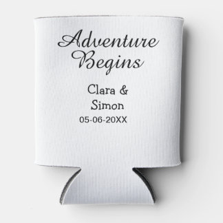 The adventure begins wedding couple name datsimple can cooler