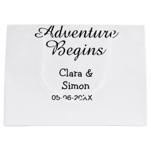 The adventure begins wedding couple name datsimple large gift bag