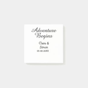 The adventure begins wedding couple name datsimple post-it notes