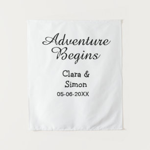 The adventure begins wedding couple name datsimple tapestry