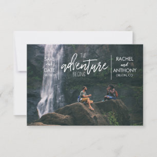 The Adventure Begins Wedding Save the Date Photo
