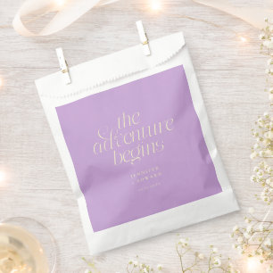 The Adventure Begins Wisteria Minimalist Wedding Favour Bag