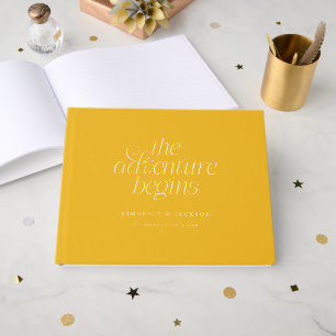The Adventure Begins Yellow Wedding Guest Book