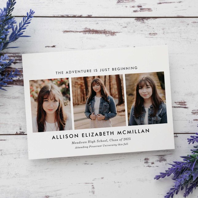 The Adventure is Just Beginning Photo Graduation  Announcement (Creator Uploaded)