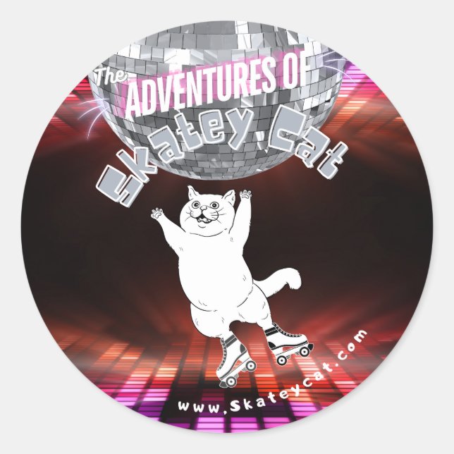 The Adventures of Skatey Cat Sticker (Front)
