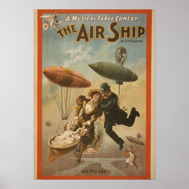 The AIR SHIP Musical Comedy VAUDEVILLE Poster (Front)