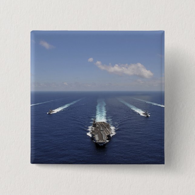The aircraft carrier USS Abraham Lincoln 2 Inch Square Button (Front)